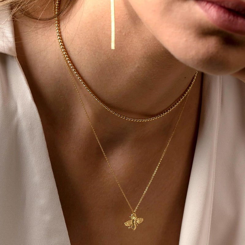 Ieftop Valentines Birthday Gifts for Women Teen Girls - Dainty 14K Gold/Silver Plated Cute Heart Handmade Disc Circle Bee Choker Adjustable Necklace for Women Teenage Girl Trendy Jewelry - Image 2